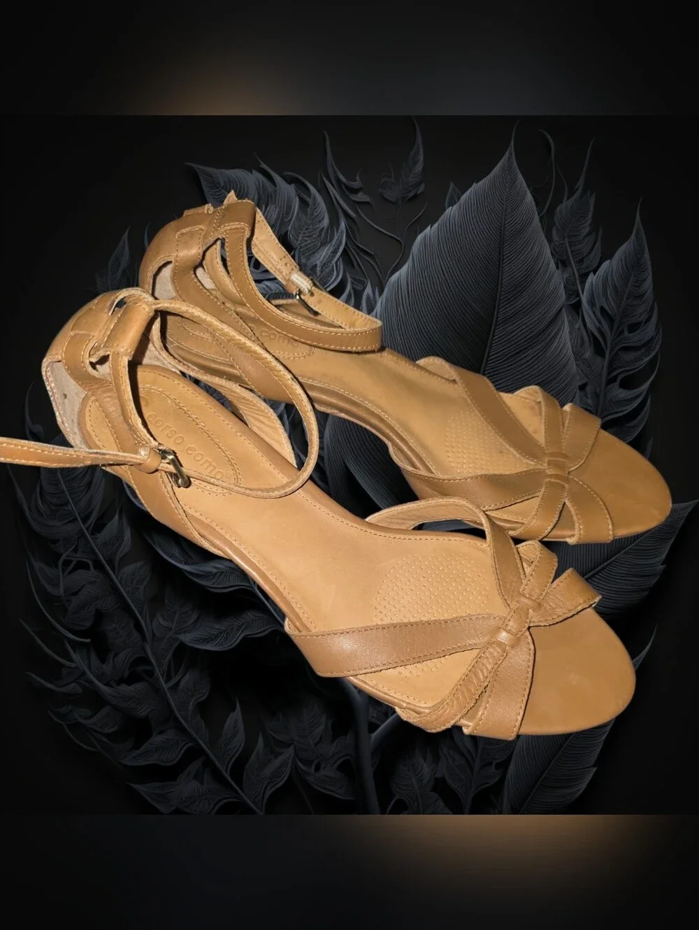 Corso Como Tan Leather Strappy Sandals - Picture 1 of 5